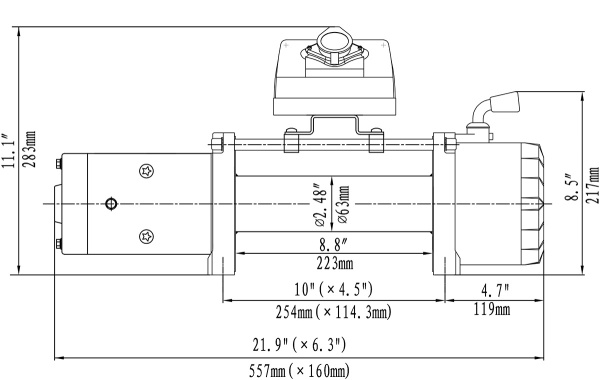Лебёдка автомобильная электрическая 12V Runva EWX10000SR 4500 кг (синтетический трос)