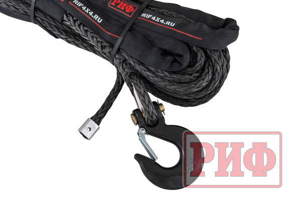 Трос для лебёдки синтетический РИФ 14 мм/22 м черный (готовый)