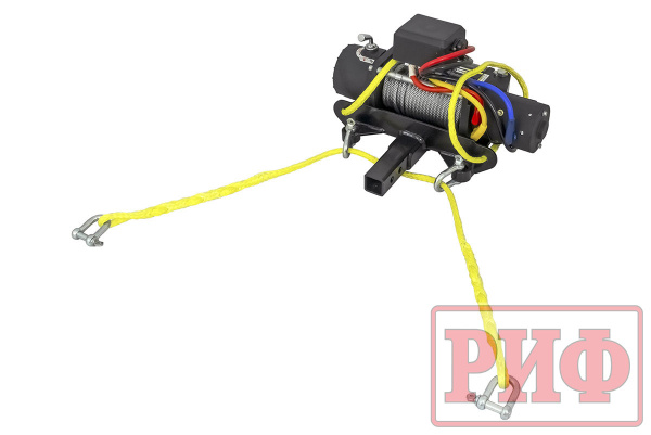 Лебёдка переносная РИФ 9500S c квадратом для фаркопа, стальной трос (облегченная) Лебёдка переносная РИФ 9500S c квадратом для фаркопа, стальной трос (облегченная)