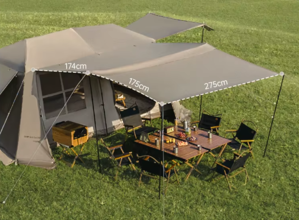 4 Палатка Naturehike Village 13 Ultimate Edition автоматическая 5-8-местная, с верандой, коричневая