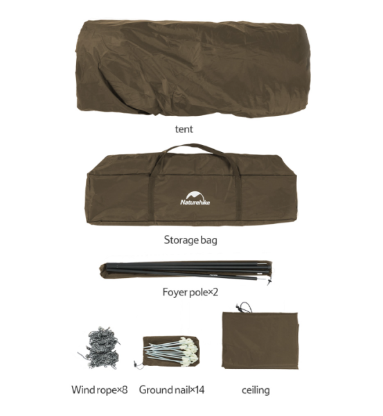 Палатка Naturehike Hexagonal 3-4-местная, автоматическая, хаки (бежевая)