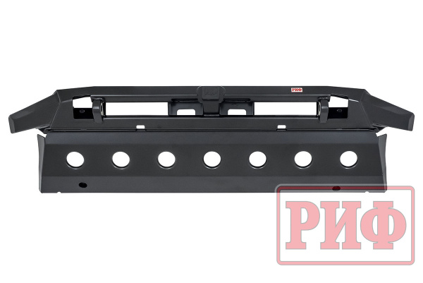 Бампер передний силовой/защита штатного бампера РИФ Renault Duster 2021+ с квадратом под фаркоп и защитой радиатора