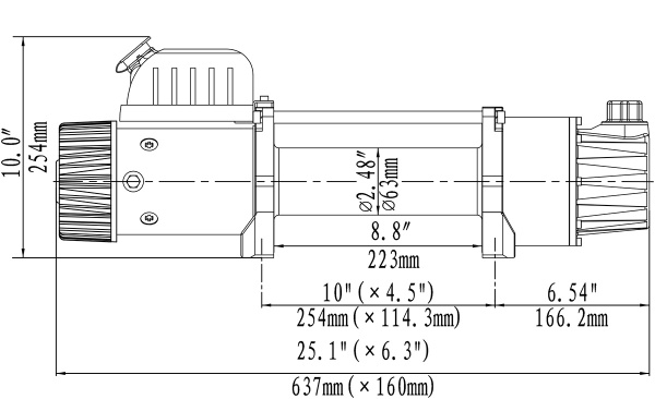 Лебёдка электрическая двухскоростная 12V Runva 12000 lbs 5700 кг (синтетический трос)