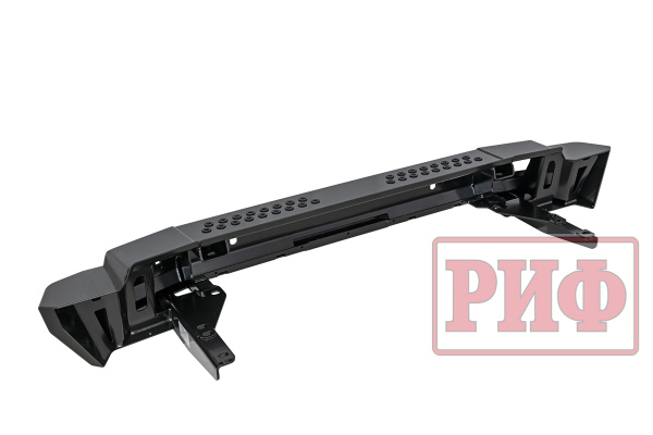 Бампер РИФ силовой задний Toyota Land Cruiser 200 2012-2015 с квадратом под фаркоп и фонарями, стандарт