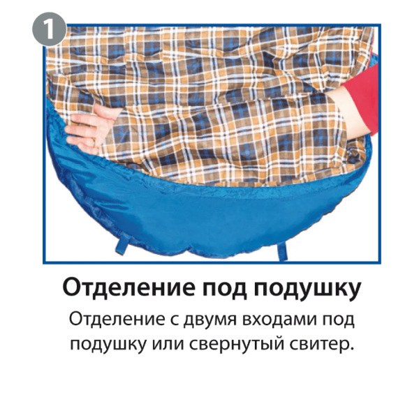 Мешок спальный BTrace Mega (Правый, Серый/Синий), (ТК: -5°C)