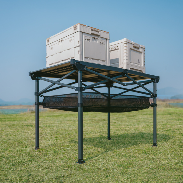 Стол туристический Naturehike Simple star H01 складной, 120х70х73 см, с сетчатой полкой, черный