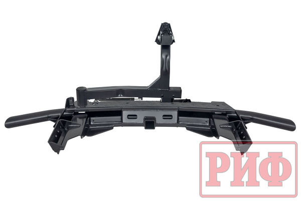 Бампер задний силовой/защита штатного бампера РИФ Renault Duster 2021+ c квадратом под фаркоп, калиткой и подсветкой номера