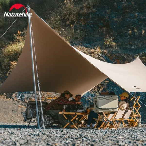Тент кемпинговый Naturehike Lianyun, алюминиевый каркас, золотистый 690х480 см