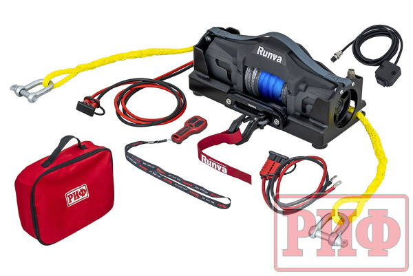 Лебёдка переносная РИФ 6000FSR c площадкой, синтетический трос