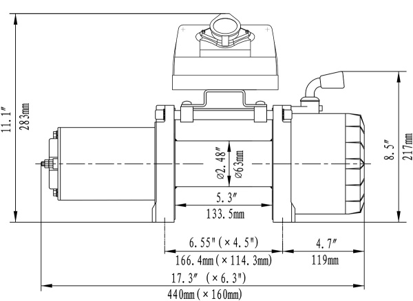 Лебёдка электрическая 12V Runva 5000 lbs 2268 кг (кевлар)