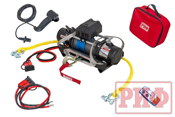 Лебёдка переносная РИФ 9000SR c облегчённой площадкой на цепях и проводами (синтетический трос) Лебёдка переносная РИФ 9000SR c облегчённой площадкой на цепях и проводами (синтетический трос)