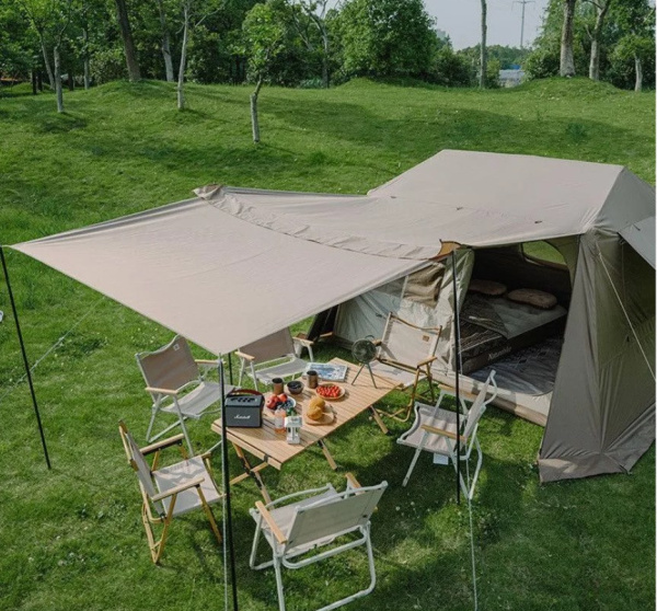 Палатка Naturehike Village 6.0 II поколения 4-местная, быстросборная, коричневая