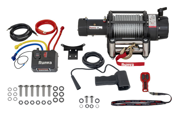 Лебёдка электрическая 12V Runva 18000 lbs влагозащищенная, стальной трос