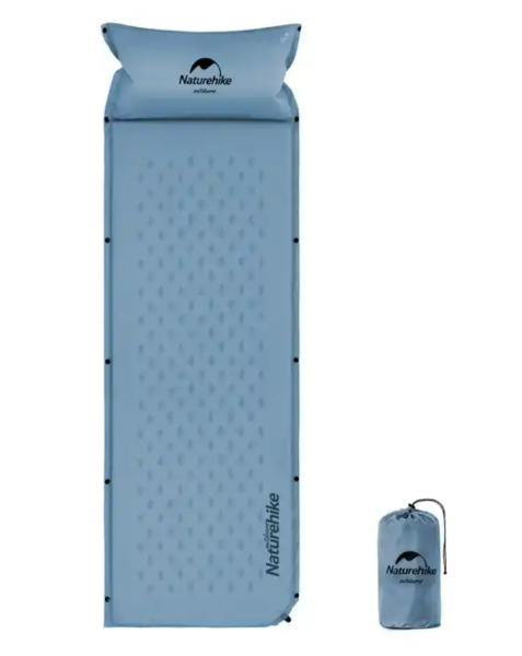 Коврик самонадувающийся Naturehike 185х60х2,5 см, с подушкой, синий