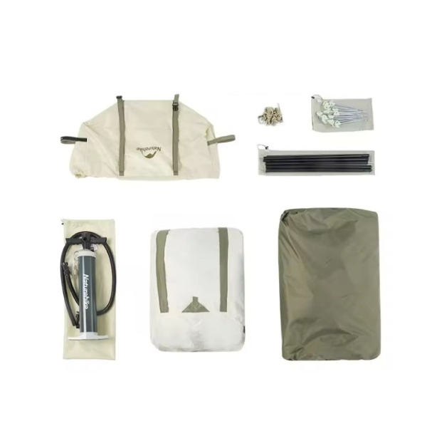 11 Палатка Naturehike Village 8.5 AIR 4-местная, надувной каркас, бело-коричневая