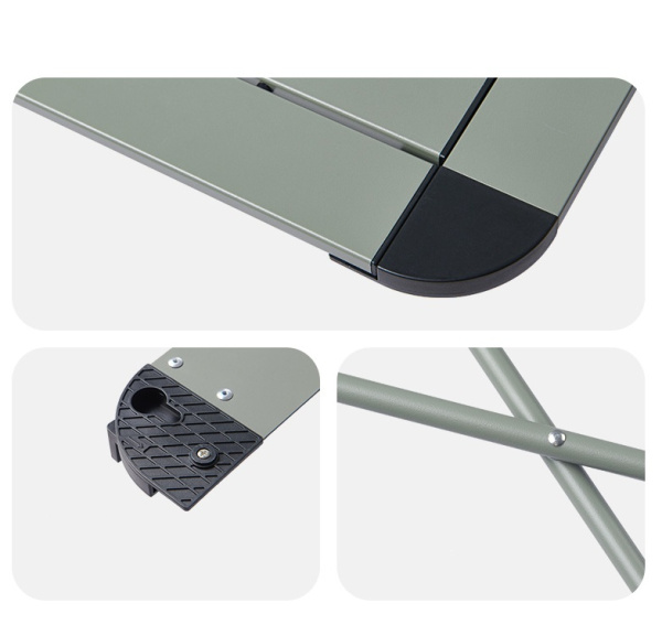 3 Стол туристический Naturehike Yamami L03 алюминиевый, 52,5х52,5х42 см, складной, серо-зеленый