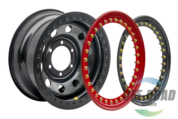 Диск усиленный Тойота Ниссан стальной черный 6x139,7 8xR16 d110 ET-19 с двойным бедлоком (красный)