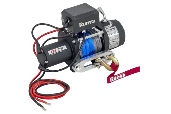 Лебёдка электрическая 12V Runva 5000 lbs 2268 кг (синтетический трос)