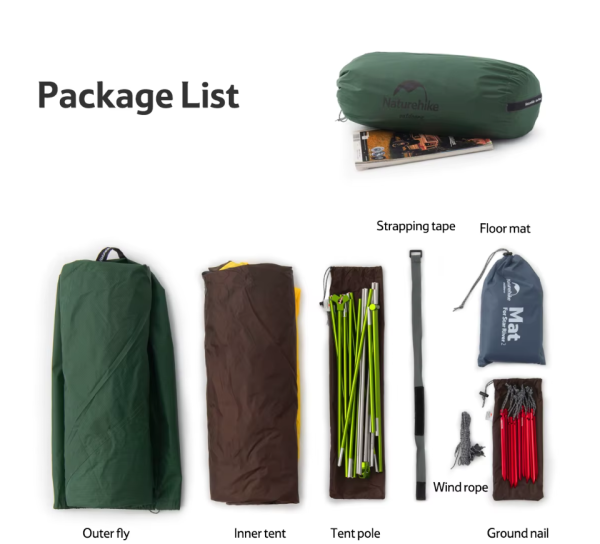 Палатка Naturehike Star-River 2-местная, алюминиевый каркас, сверхлегкая, зеленая