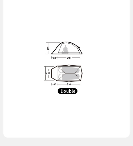 Палатка Naturehike Cloud Up Base 2-местная, алюминиевый каркас, оранжевая