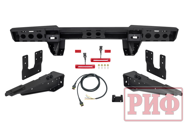 Бампер РИФ силовой задний для ГАЗ Соболь NN 4x4 с фонарями, возможностью установки фаркопа, стандарт