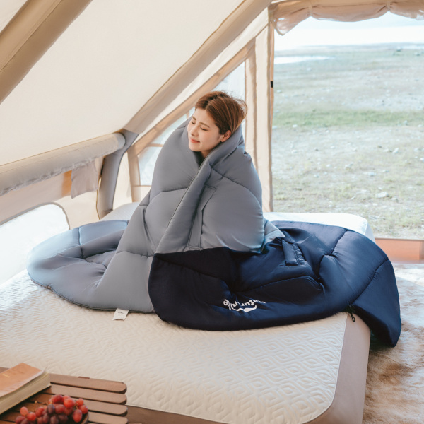 Мешок спальный Naturehike Sunny Day PL02 U450, (190+30)х80 см, (левый) (ТК: +4C), серо-голубой