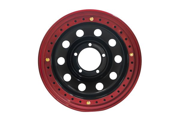 Диск усиленный УАЗ стальной черный 5x139,7 8xR16 d110 ET-19 с двойным бедлоком (красн.) на барабанные тормоза