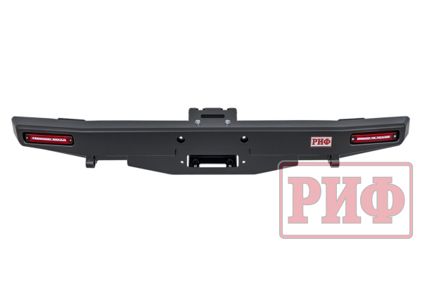 Бампер РИФ силовой задний УАЗ Хантер с площадкой под лебедку и фонарями, лифт 65 мм