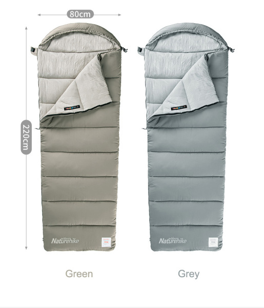 Мешок спальный Naturehike Envelope M400, (190+30)х80 см, (правый) (ТК: +1C), зеленый