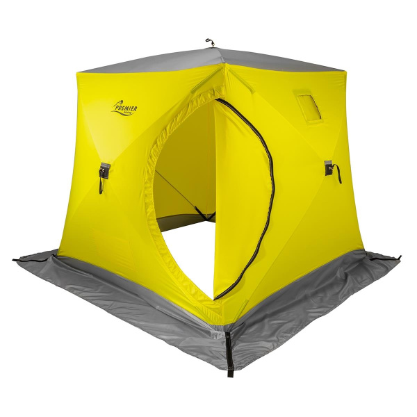 1 Палатка зимняя PREMIER утепл. Куб ЛОНГ-2 желтый/серый