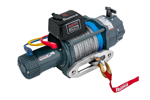 Лебёдка автомобильная электрическая 12V Runva EWB20000SSR влагозащищенная, синтетический трос