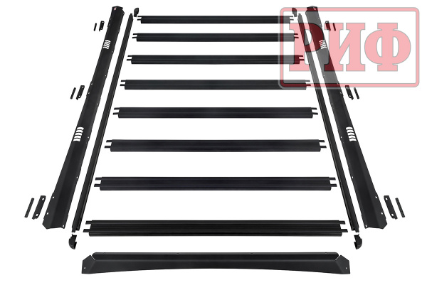 Багажник экспедиционный (платформа) алюминиевый РИФ 1150x2080 мм для Mitsubishi Pajero IV (с крепежом)