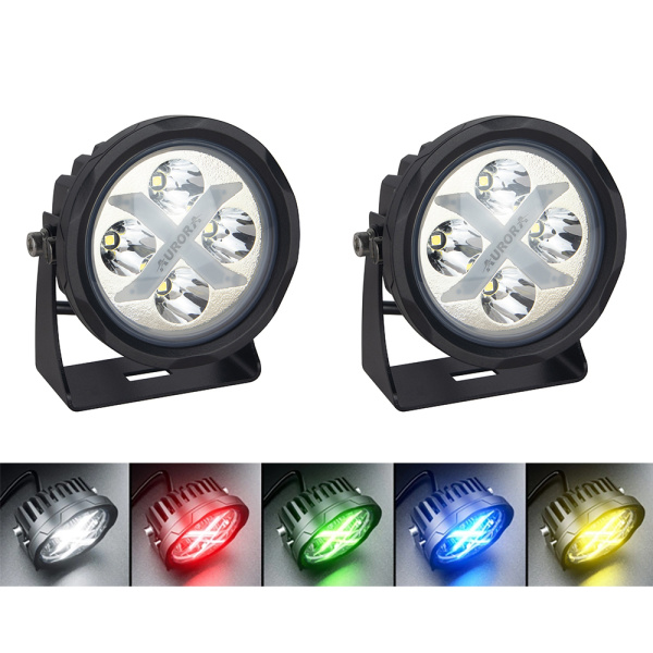 Светодиодные фары дальнего света AURORA 102 мм 40W с RGB подсветкой (комплект 2 шт)