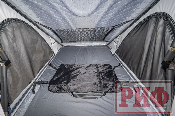 Палатка на крышу автомобиля РИФ Hard RT05-125W, корпус белый, тент светло-серый, 210х125х150