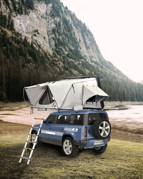 Палатка на крышу автомобиля РИФ Hard RT03-165W, корпус черный, тент серый