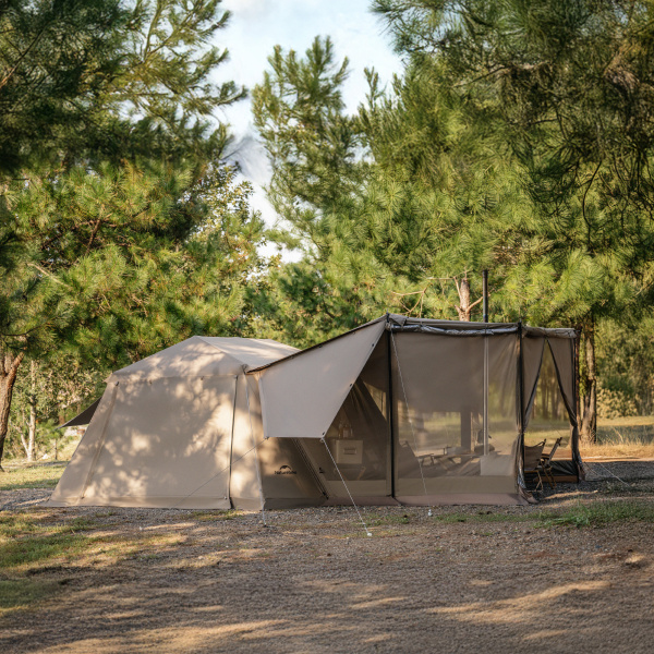 Палатка Naturehike Village 13 PRO автоматическая 5-8-местная, с верандой, темно-коричневая, блэкаут