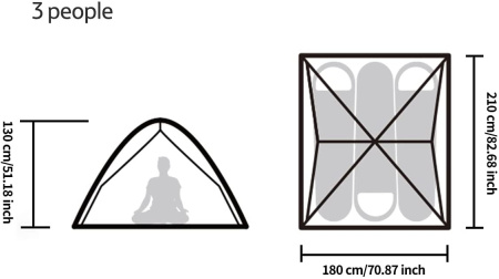 4 Палатка Naturehike 3-местная, быстросборная, синяя
